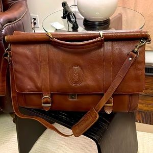 Vintage 1980’s saddle brown YSL satchel briefcase Yves Saint Laurent